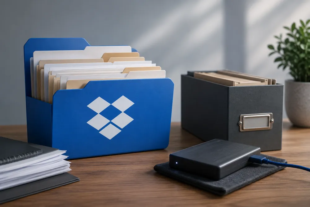 Dropbox folder on table